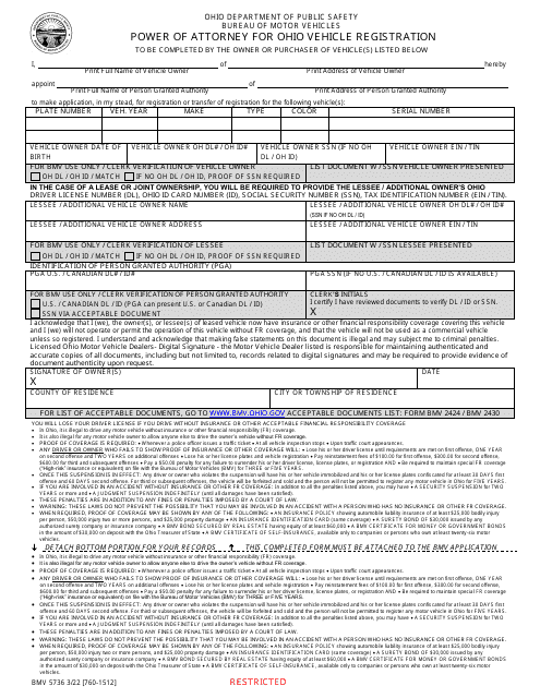 Form BMV5736  Printable Pdf