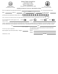 Document preview: Form RDMV690 Verification of Vessel Identification - New Hampshire