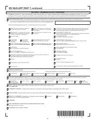Form BUS-APP West Virginia New Business Registration Application - West Virginia, Page 2