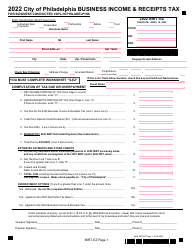 Document preview: Form BIRT-EZ Business Income & Receipts Tax for Business Conducted 100% in Philadelphia - City of Philadelphia, Pennsylvania, 2022