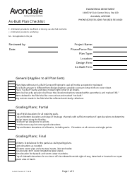 As-Built Plan Checklist - City of Avondale, Arizona