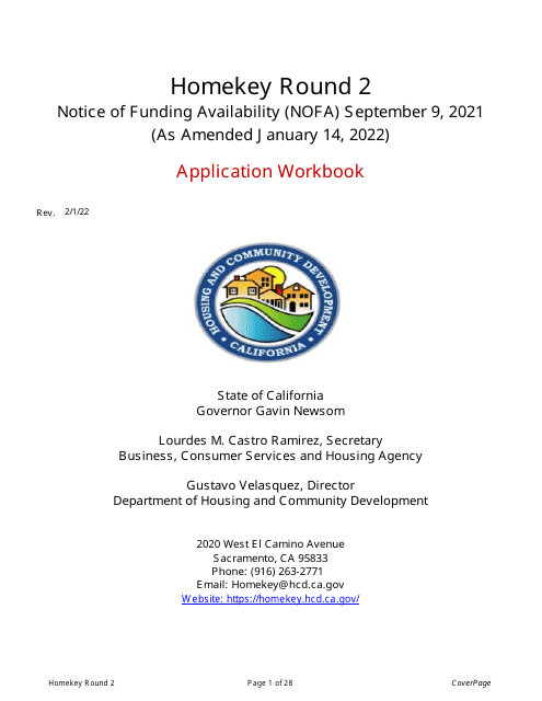 Homekey Round 2 Application Workbook - California