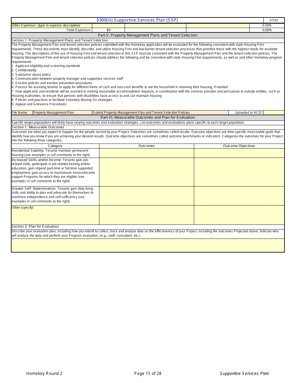 Homekey Round 2 Application Workbook - California, Page 15