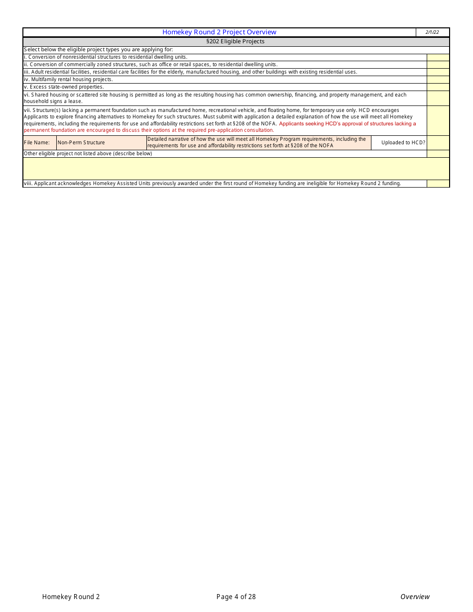 California Homekey Round 2 Application Workbook - Fill Out, Sign Online 