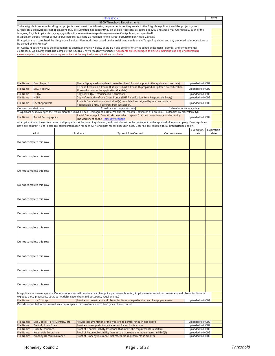 Homekey Round 2 Application Workbook - California, Page 5