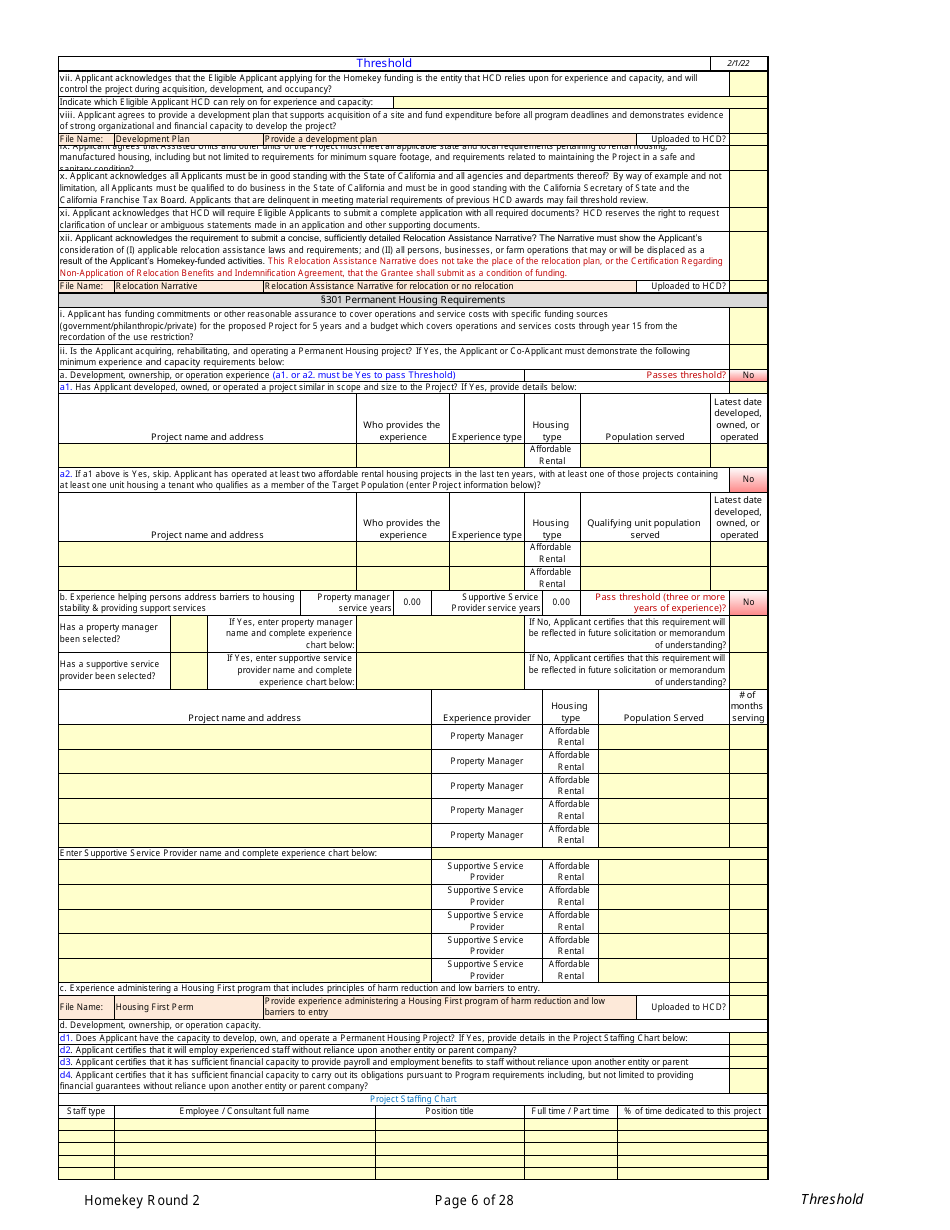 Homekey Round 2 Application Workbook - California, Page 6