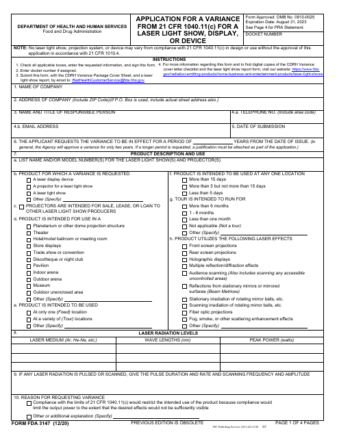 Form FDA3147  Printable Pdf