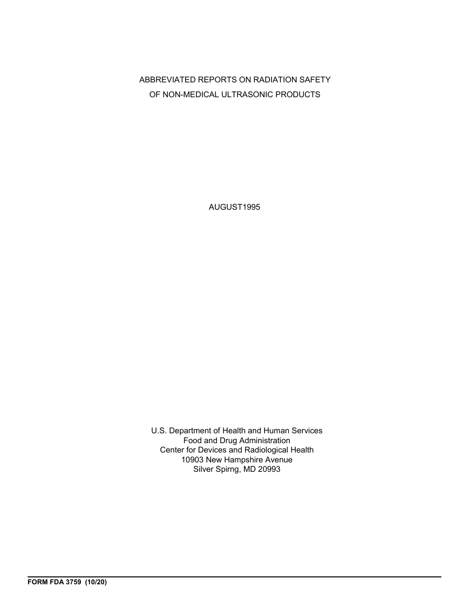 Form FDA3759 Abbreviated Reports on Radiation Safety of Non-medical Ultrasonic Products, Page 3