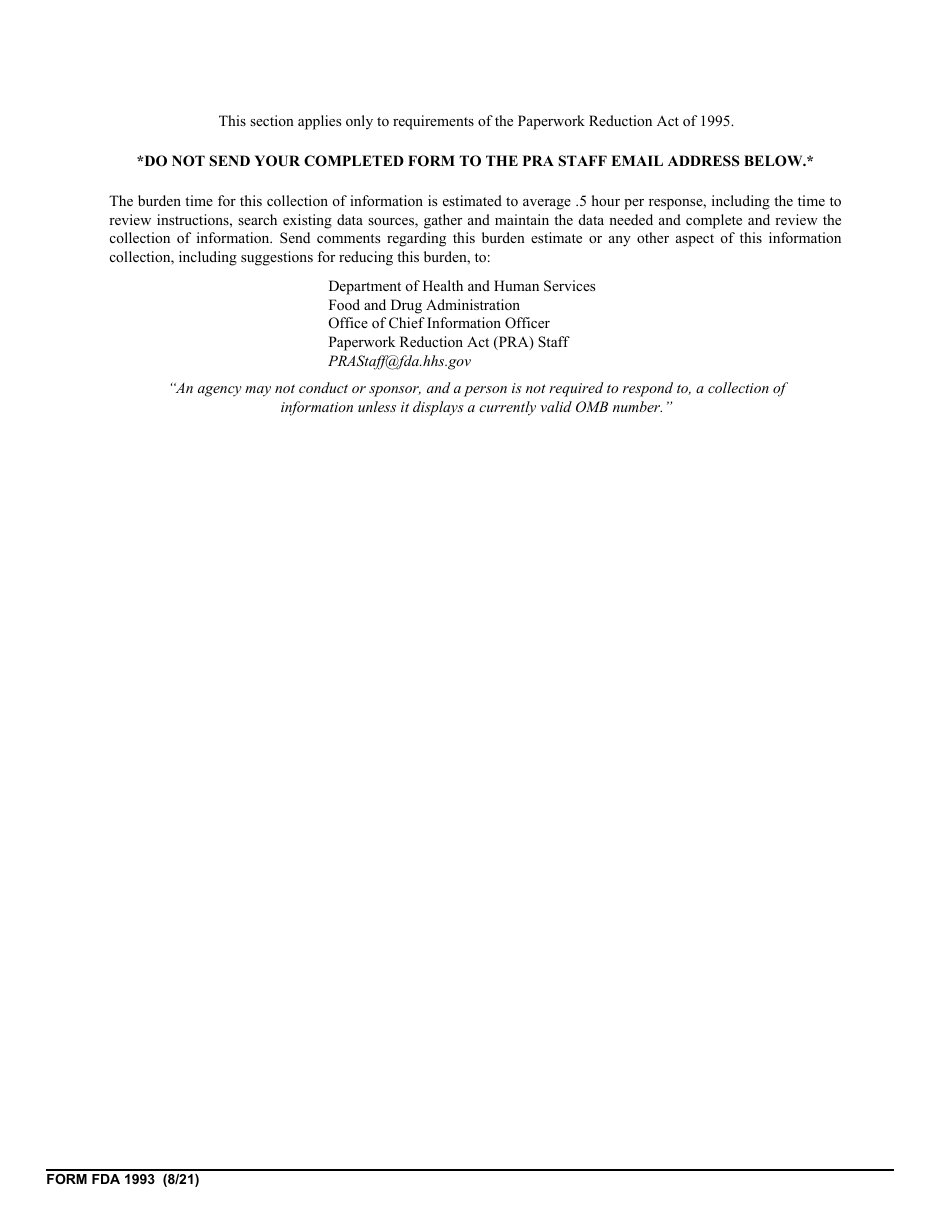 Form FDA1993 Application for Permit to Ship or Transport Milk and / or Cream Into the United States, Page 2