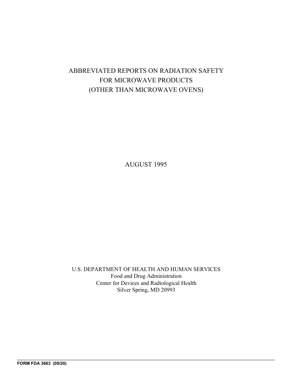 Form FDA3663 Abbreviated Reports on Radiation Safety for Microwave Products (Other Than Microwave Ovens), Page 3