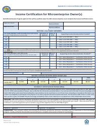 Document preview: Appendix D-3 Income Certification for Microenterprise Owner(S) - Community Development Block Grant (Cdbg) - California