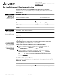 Document preview: Form CalPERS-1015 Service Retirement Election Application - California