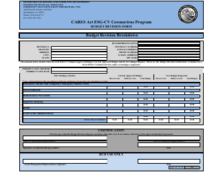 Document preview: Budget Revision Form - CARES Act Esg-Cv Coronavirus Program - California
