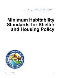 Document preview: Minimum Habitability Standards for Shelter and Housing Policy - Emergency Solutions Grant Program (Esg) - California