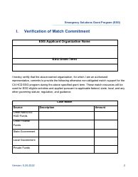 Verification of Match Commitment - Emergency Solutions Grant Program (Esg) - California, Page 2