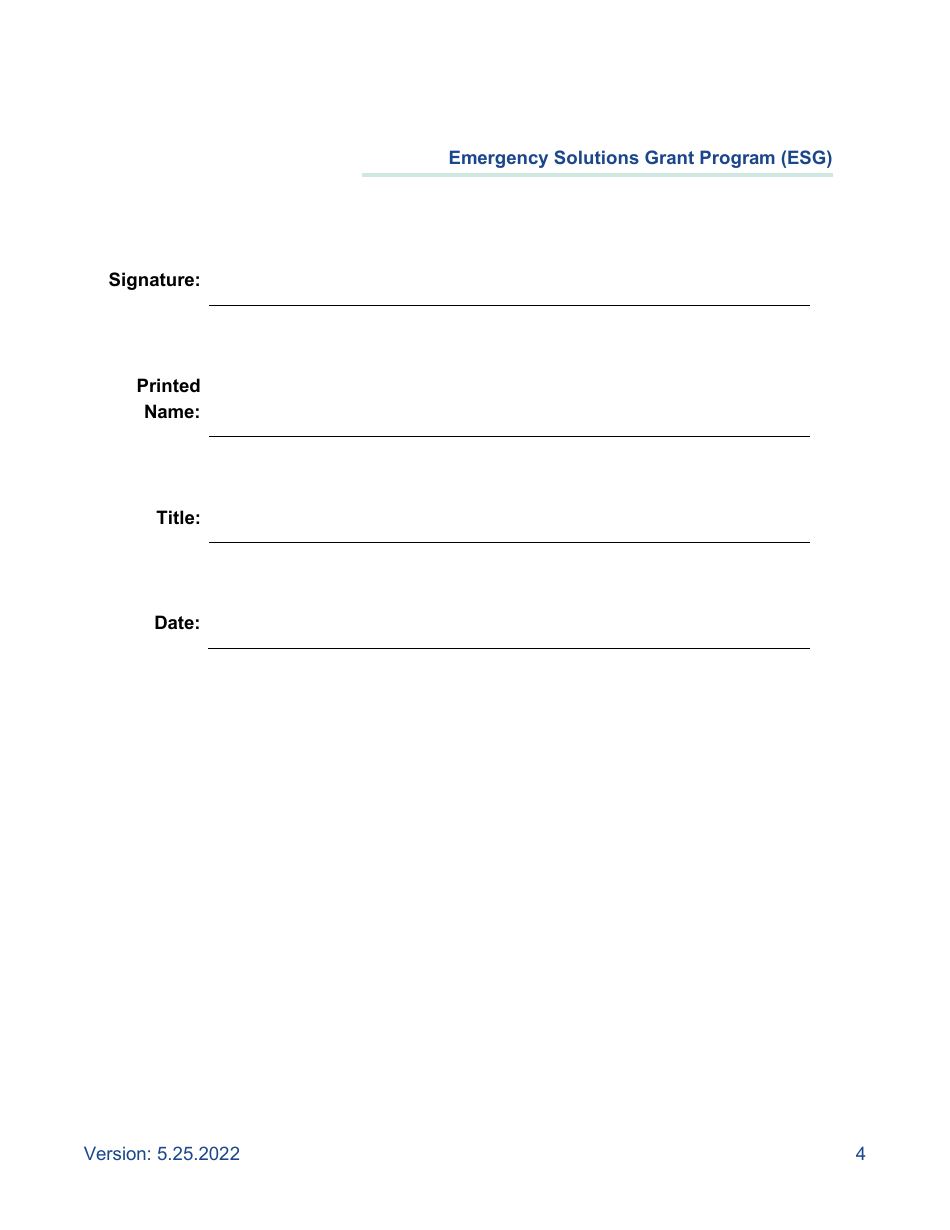 Verification of Match Commitment - Emergency Solutions Grant Program (Esg) - California, Page 4