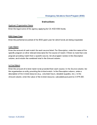 Verification of Match Commitment - Emergency Solutions Grant Program (Esg) - California, Page 5