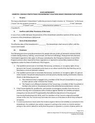 Document preview: Lease Amendment - Domestic Violence Protections for Emergency Solutions Grant Program Participants - California