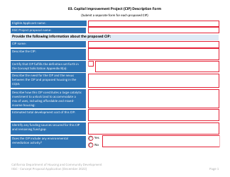 Document preview: Capital Improvement Project (Cip) Description Form - California
