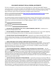 Document preview: Civil Rights Checklist for All Federal Aid Projects - North Dakota