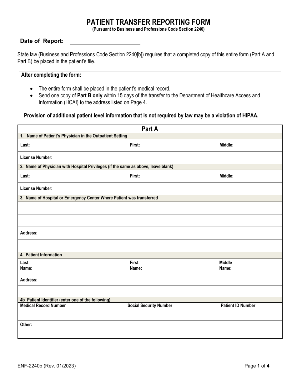 Form ENF-2240B - Fill Out, Sign Online and Download Fillable PDF ...