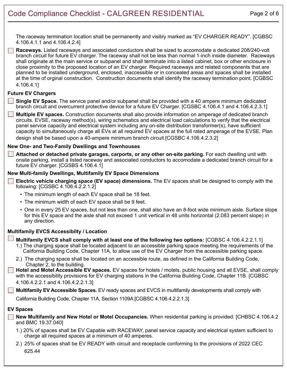 Form 164 Calgreen Residential Checklist - City of Berkeley, California, Page 2