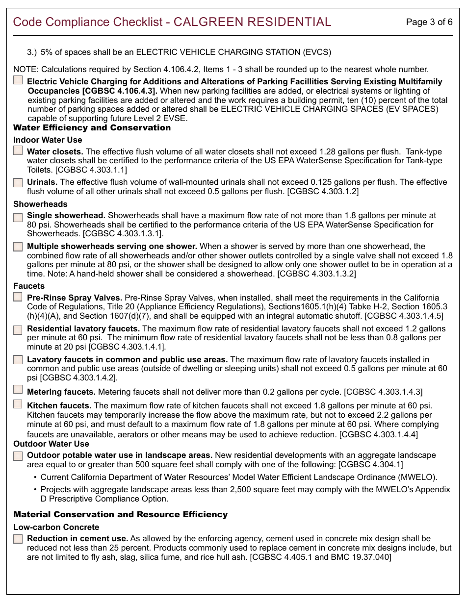 Form 164 Calgreen Residential Checklist - City of Berkeley, California, Page 3