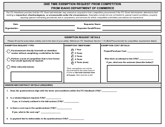 Document preview: One Time Exemption Request From Competition From Idaho Department of Commerce - Idaho