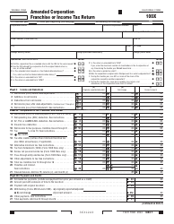 Document preview: Form 100X Amended Corporation Franchise or Income Tax Return - California, 2022
