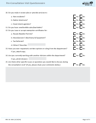 Form BLS31 1454 Pre-consultation Visit Questionnaire - Washington, Page 2