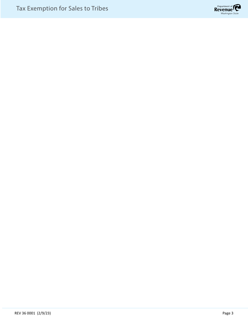 Form REV36 0001 Tax Exemption for Sales to Tribes - Washington, Page 3