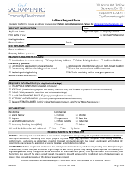 Document preview: Form CDD-0104 Address Request Form - City of Sacramento, California