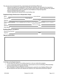 Form CDD-0328 Special Inspection Short Form - Electrical - City of Sacramento, California, Page 2