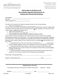 Form CDD-0201 California Building Code Accessibility Upgrade Requirements for Existing Non-residential Buildings - City of Sacramento, California