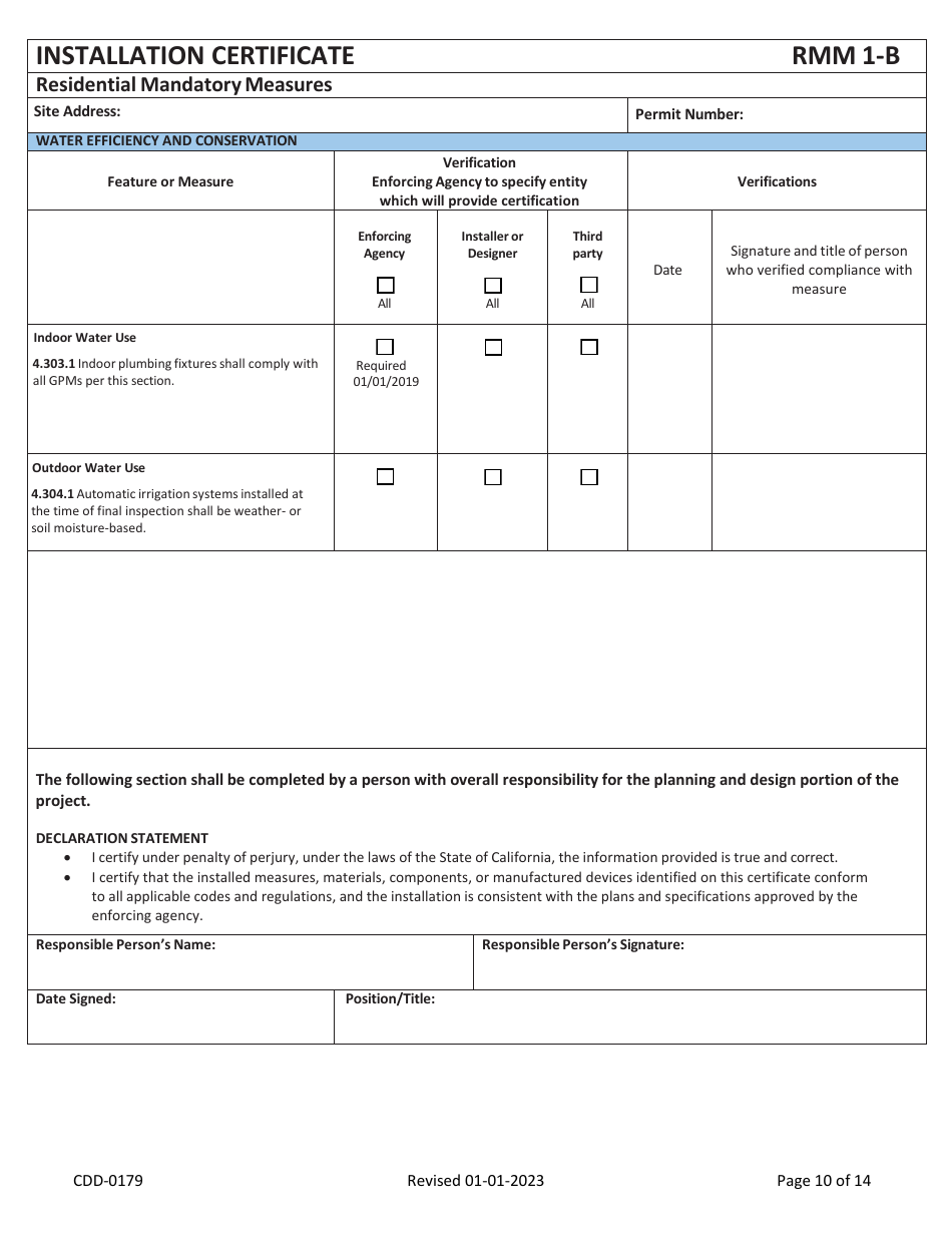 Form CDD-0179 Download Fillable PDF or Fill Online 2022 Residential ...