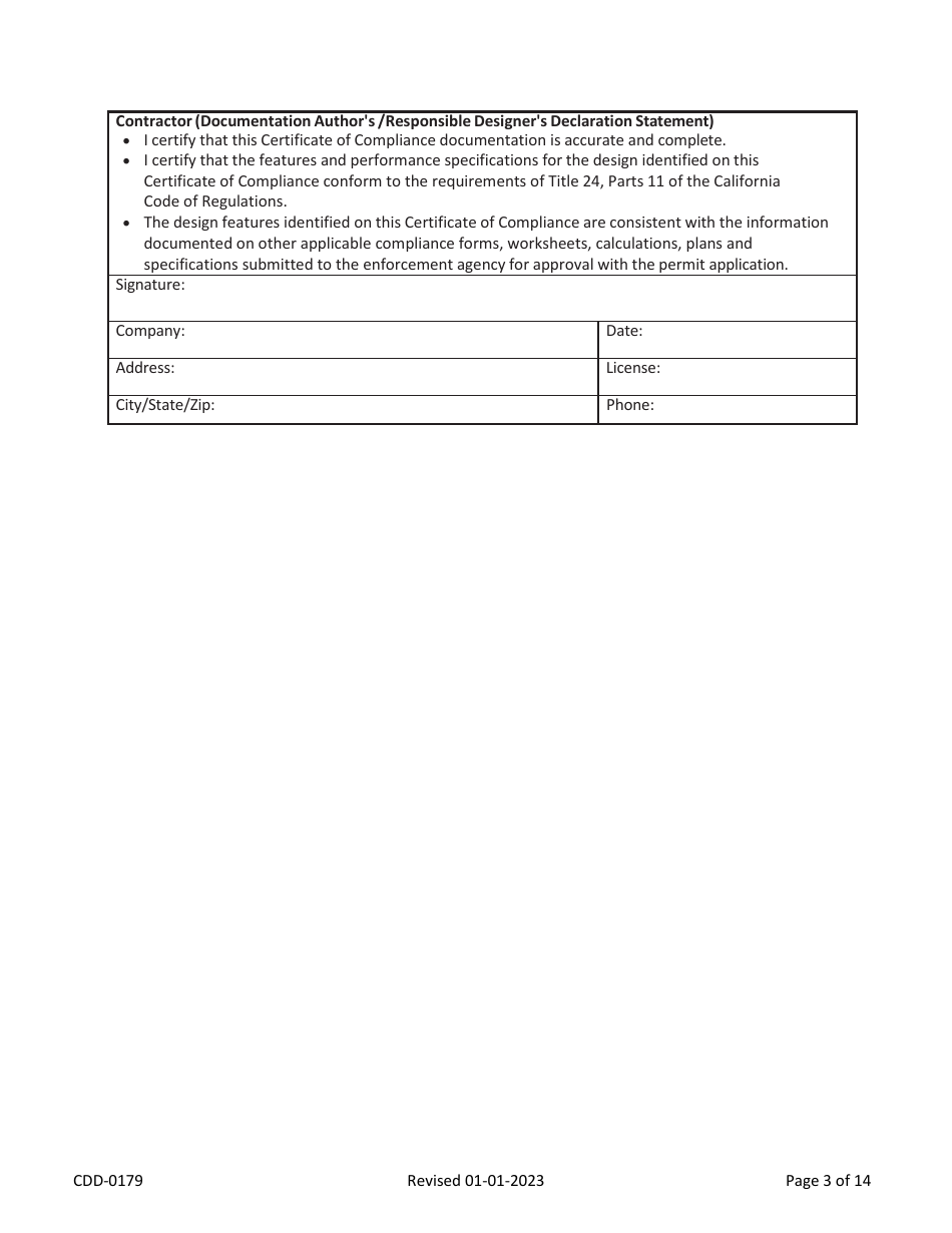 Form CDD-0179 2022 Residential California Green Code VOC Self-certify Checklist - City of Sacramento, California, Page 3