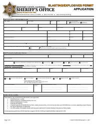 Form SO1022.03 Blasting/Explosives Permit Application - Monterey County, California