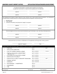 Form SO1022.03 Blasting/Explosives Permit Application - Monterey County, California, Page 2