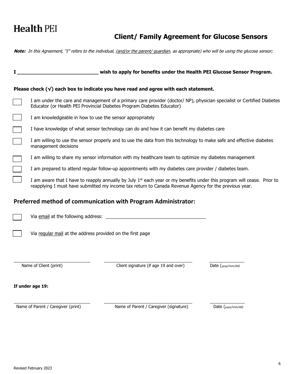 Initial Family Contribution Assessment and Release of Information - Pei Insulin Pump and Glucose Sensor Program - Prince Edward Island, Canada, Page 6