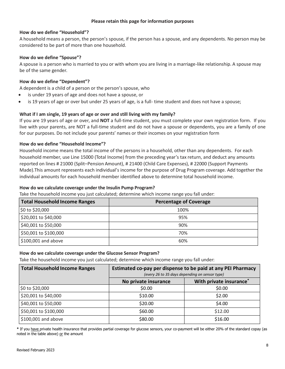 Initial Family Contribution Assessment and Release of Information - Pei Insulin Pump and Glucose Sensor Program - Prince Edward Island, Canada, Page 8