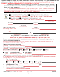 Document preview: Form CC-DC-049BLS Request for Accommodation for Person With Disability - Maryland (English/Spanish)