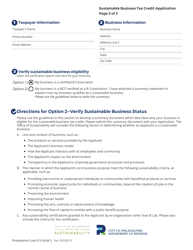 Sustainable Business Tax Credit Application - City of Philadelphia, Pennsylvania, Page 3