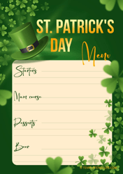 Document preview: St. Patrick's Day Menu Template