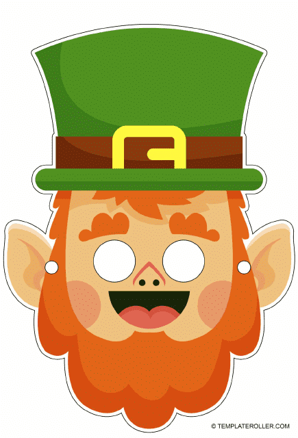 Cartoon Leprechaun Mask Template for St. Patrick's Day