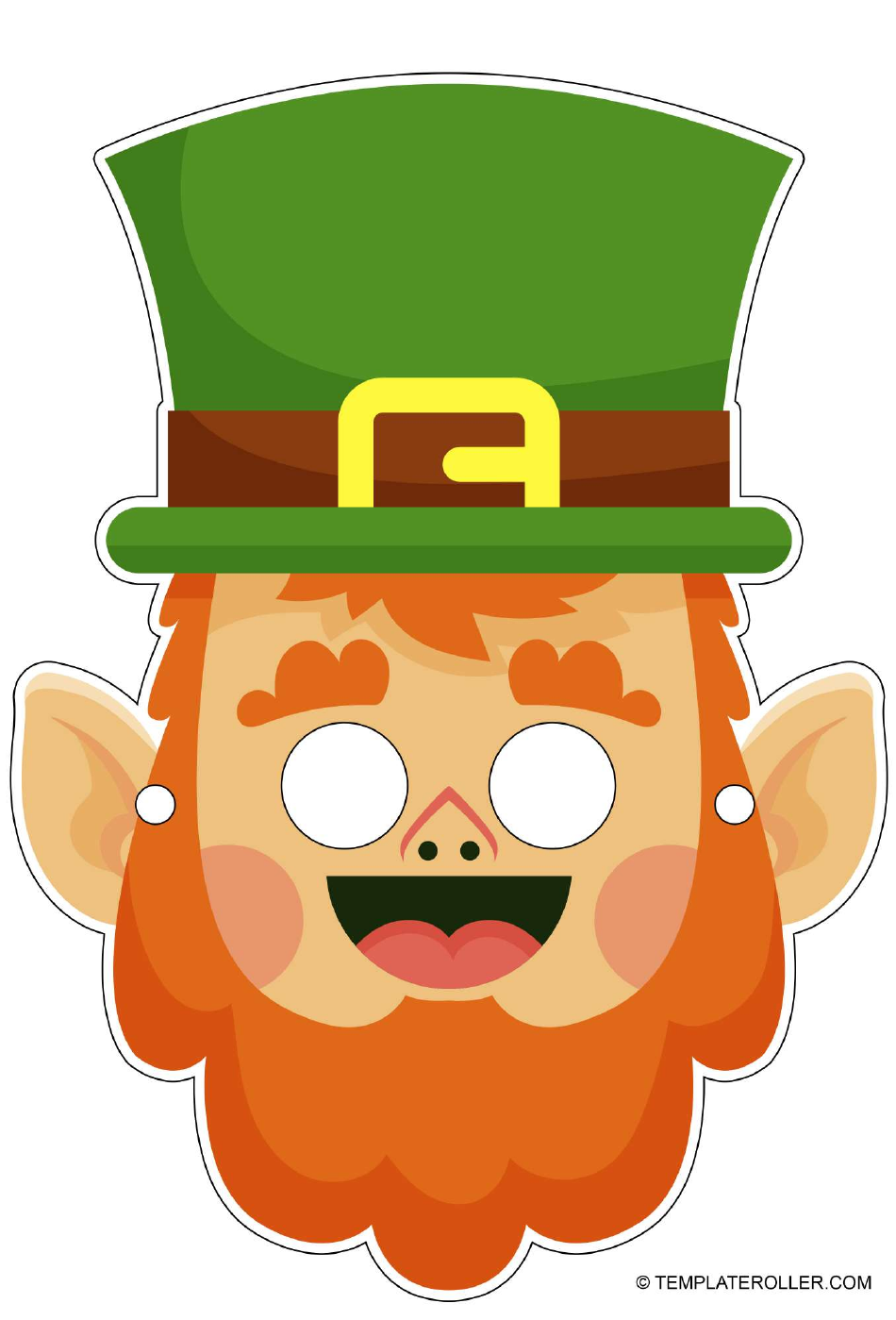 Cartoon Leprechaun Mask Template for St. Patrick's Day