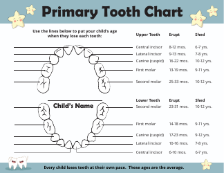 Document preview: Primary Tooth Chart