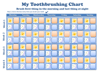 Document preview: Weekly Toothbrushing Chart - Blue