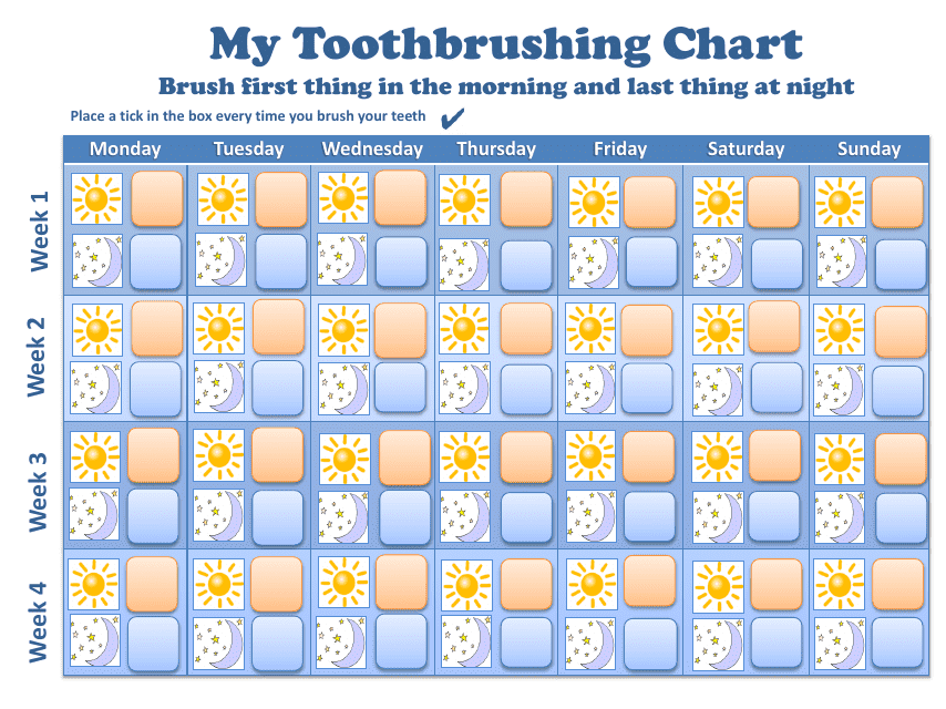 Weekly Toothbrushing Chart - Blue