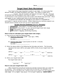 Document preview: Target Heart Rate Worksheet - Three Points