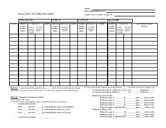 Document preview: Glucose Testing Record Sheet